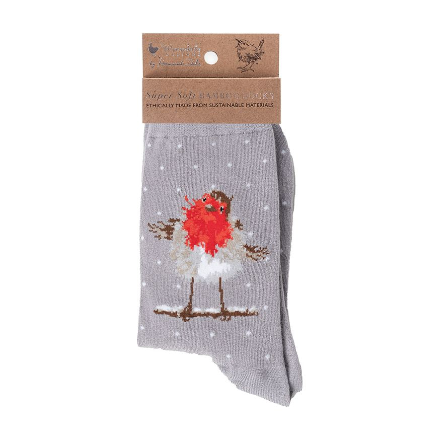 Jolly Robin Christmas Bamboo Socks