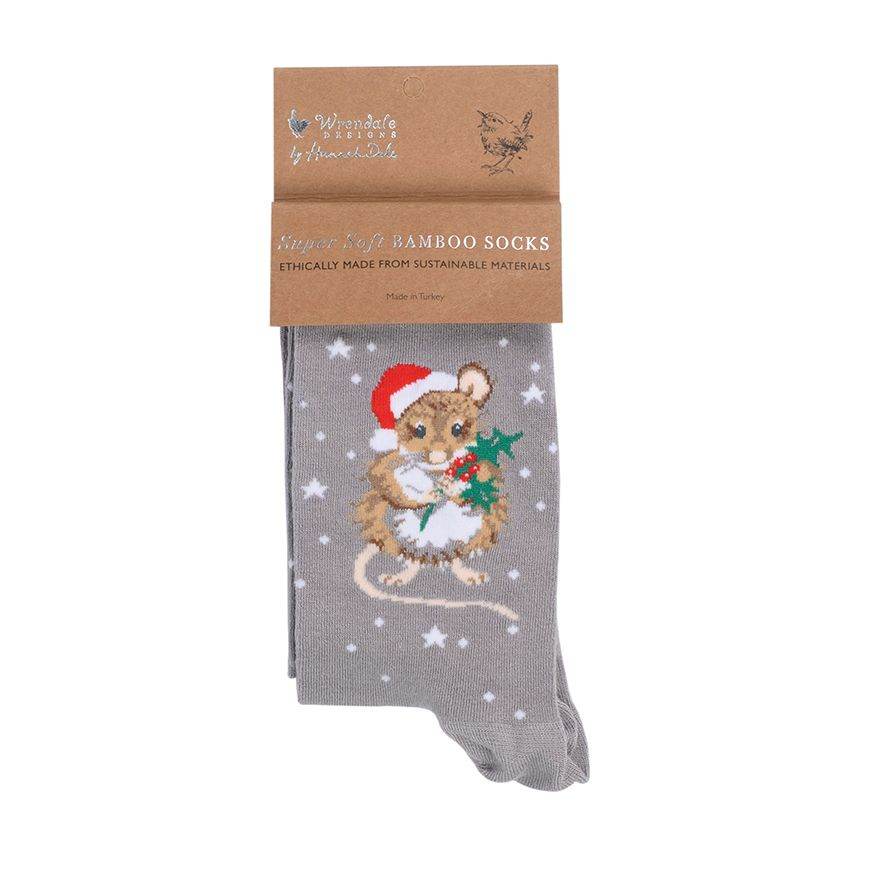 Festive Mouse Christmas Bamboo Socks - House of Cards