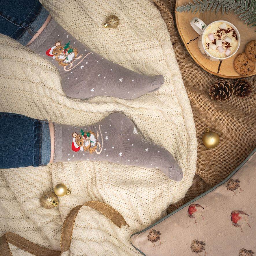 Festive Mouse Christmas Bamboo Socks - House of Cards