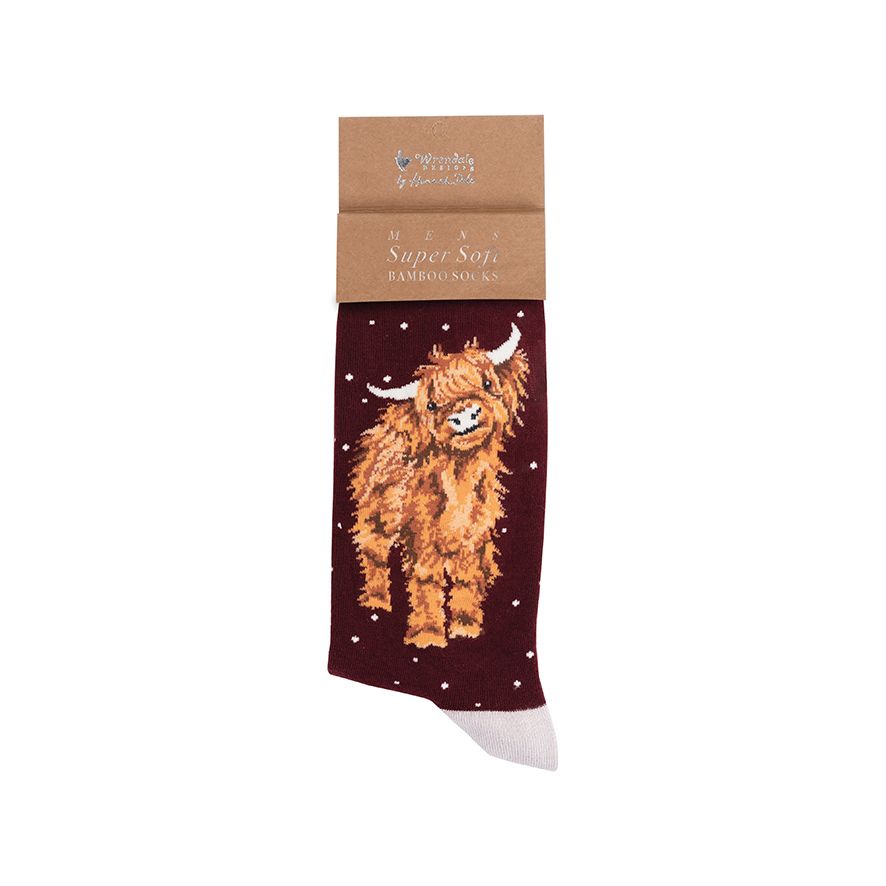 Men's Highland Cow Christmas Bamboo Socks