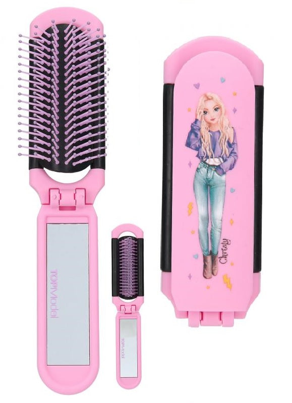 Flip Hairbrush with Mirror