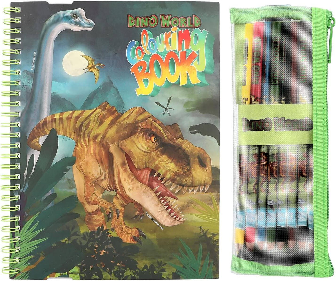 Dino World Colouring Book and Pencils