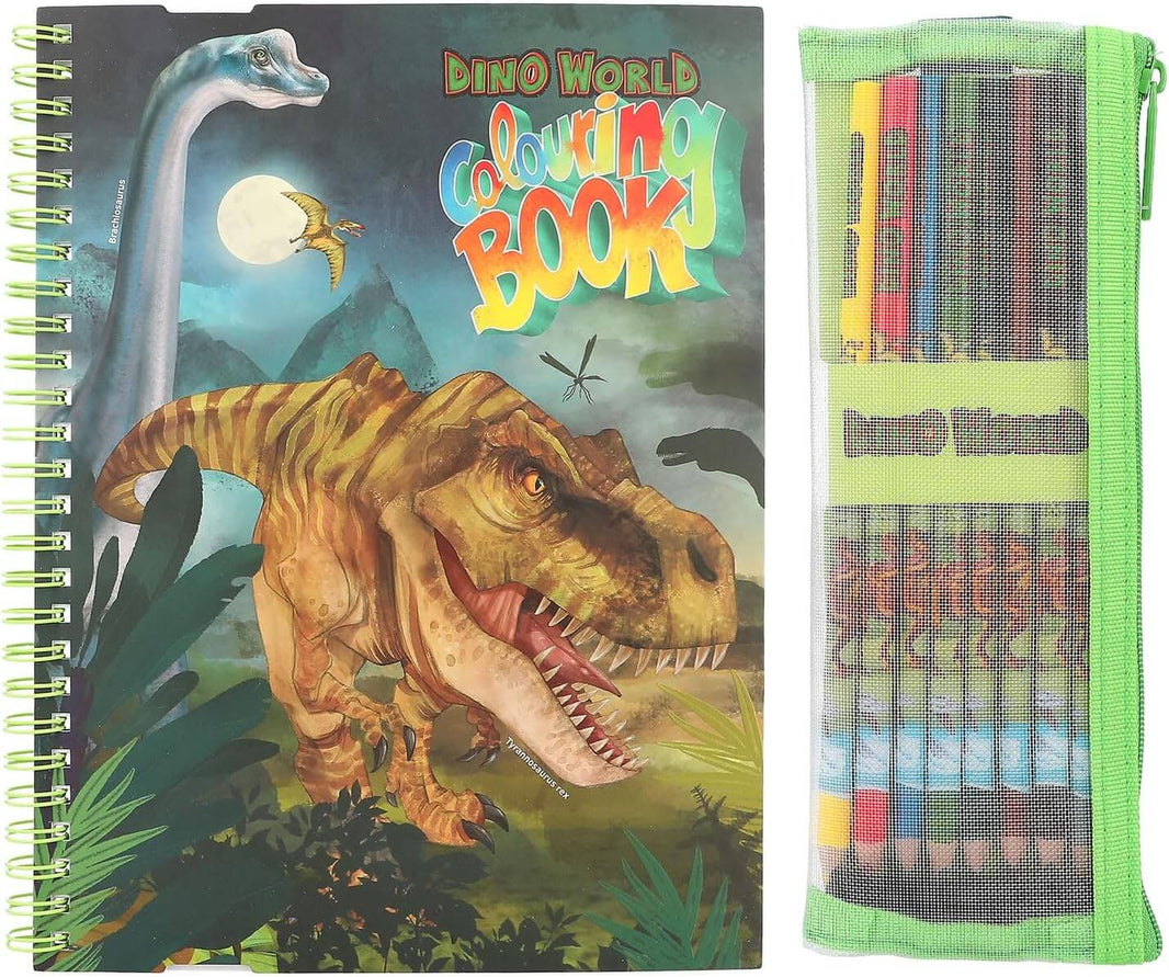 Dino World Colouring Book and Pencils
