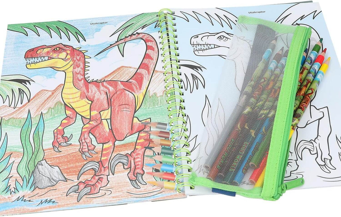 Dino World Colouring Book and Pencils