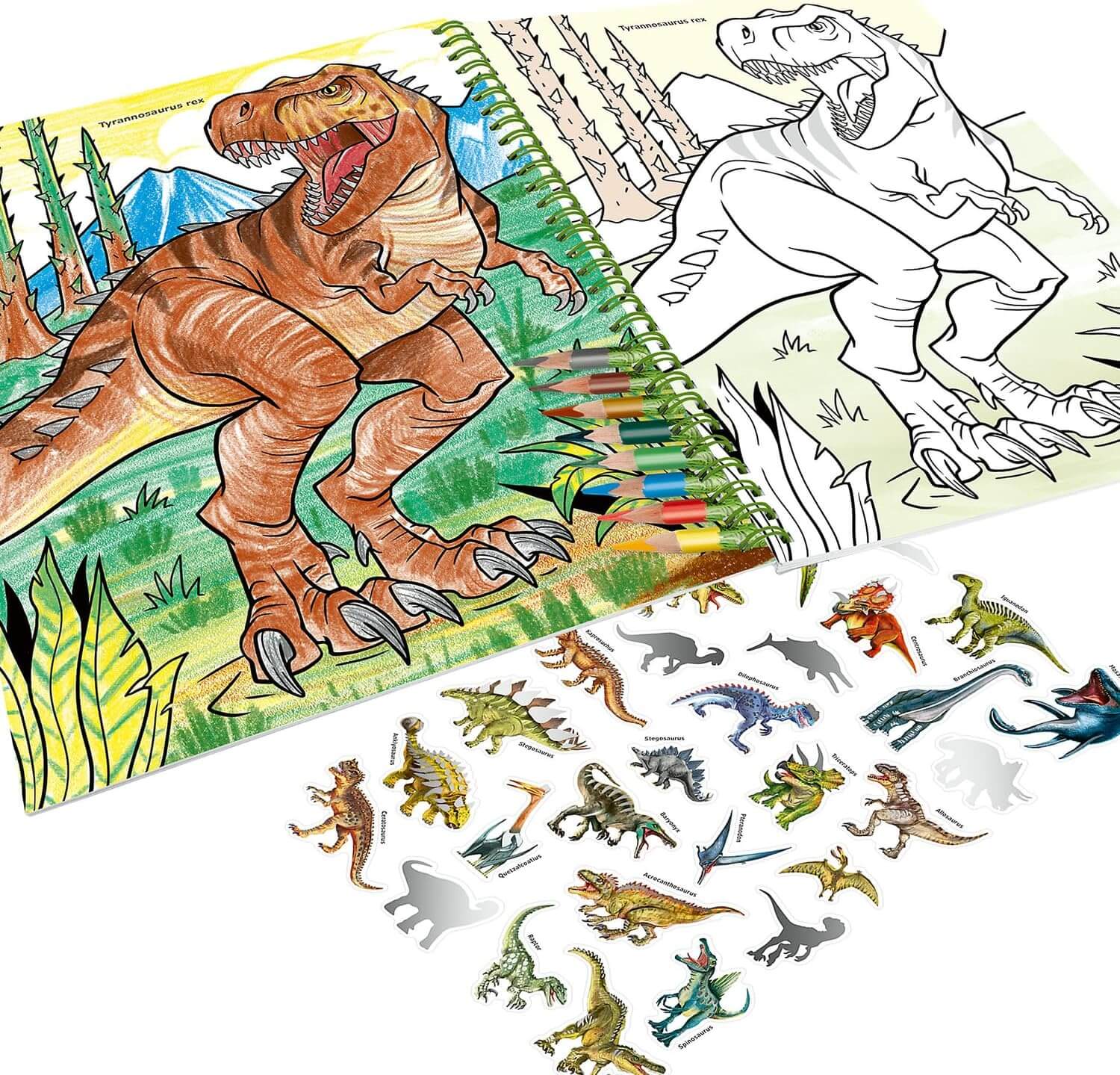Dino World Colouring Book and Pencils