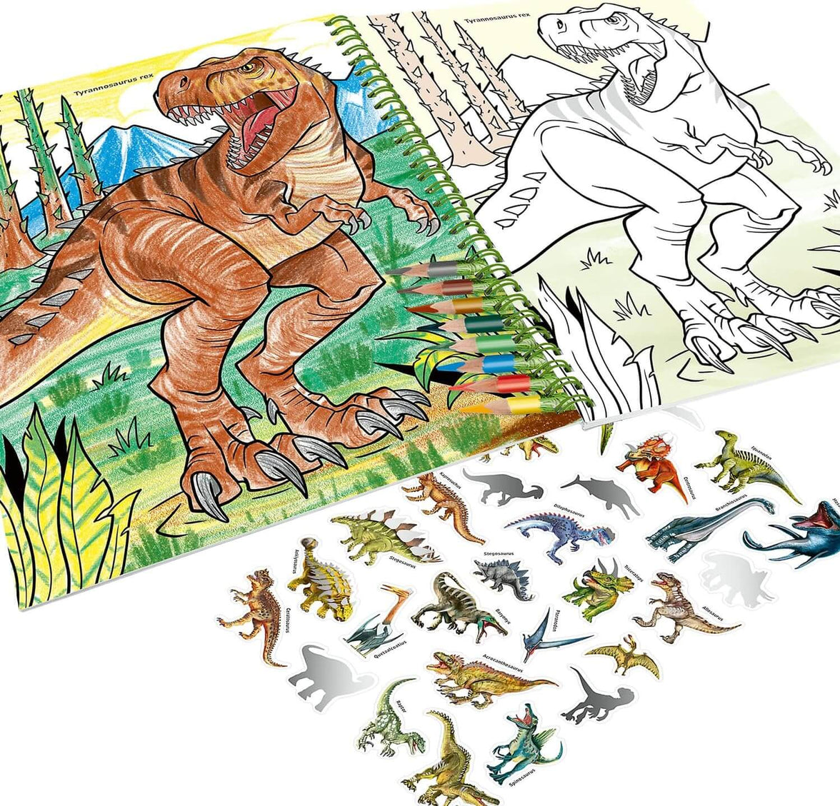 Dino World Colouring Book and Pencils