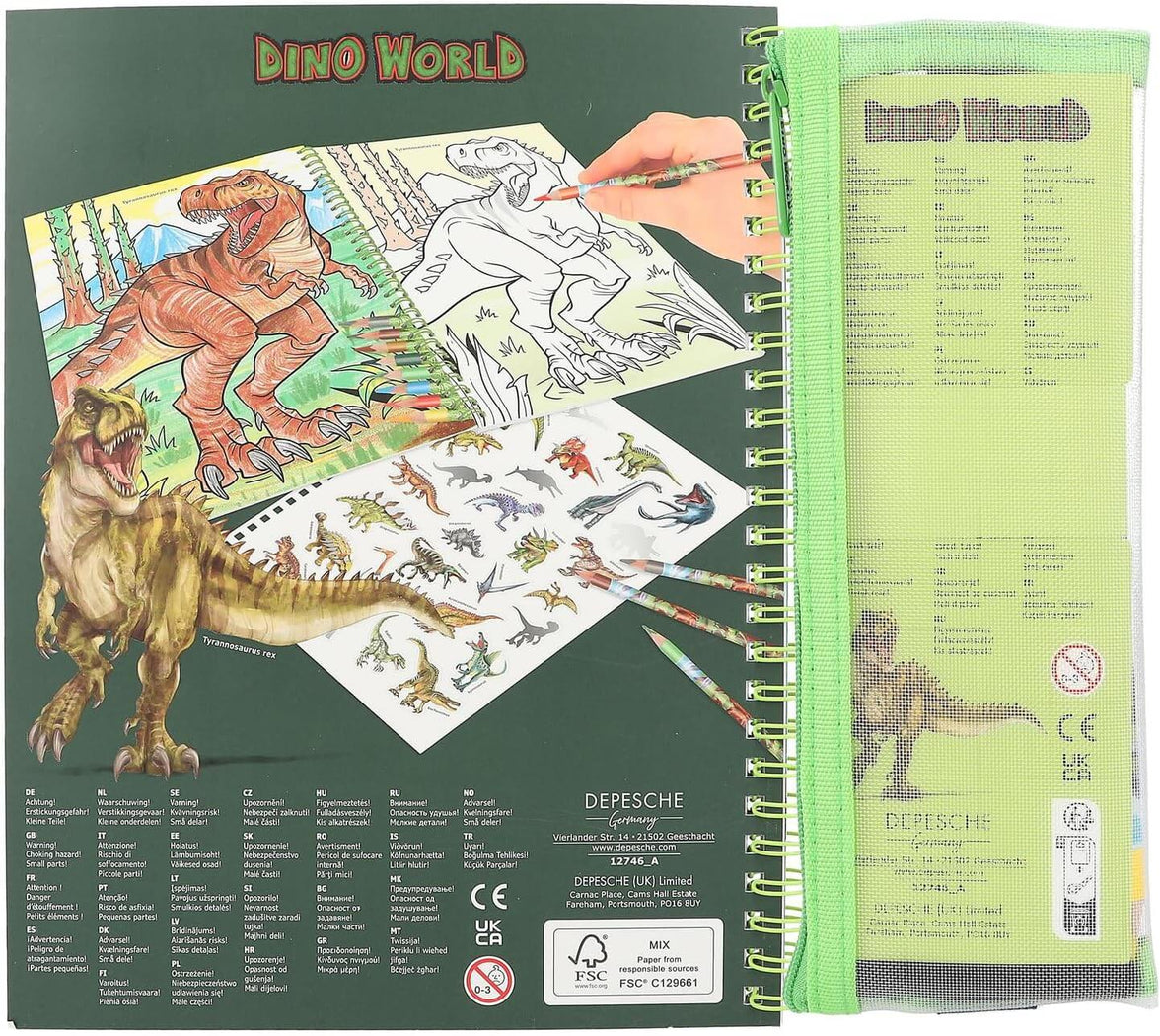 Dino World Colouring Book and Pencils