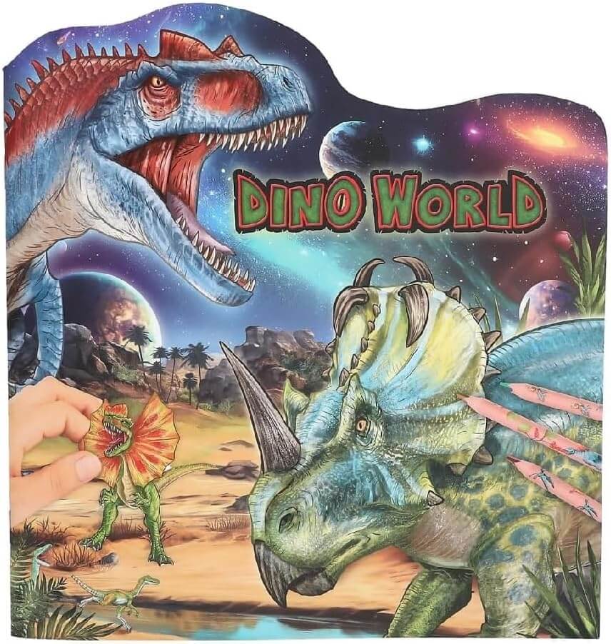 Dino World Sticker Colouring Book