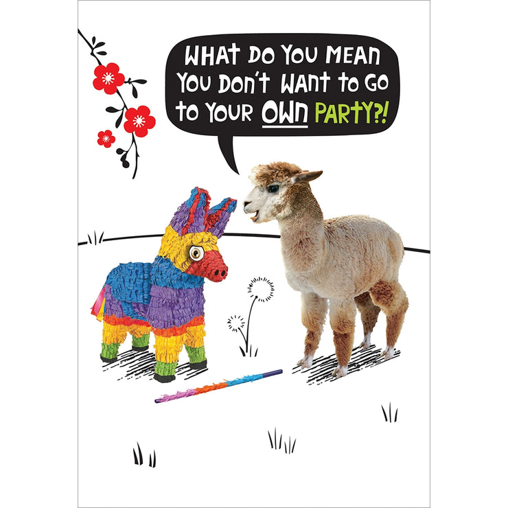 Crackerjack Llama and Piñata Birthday Card