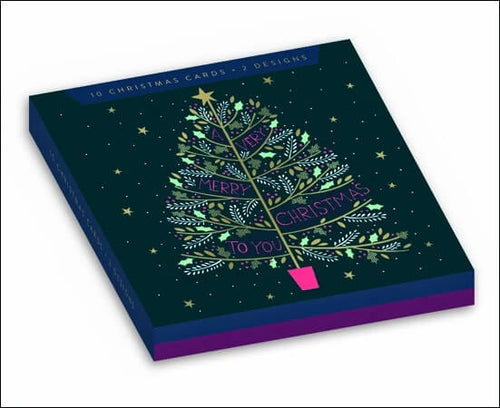 Wallet Blue Purple Tree 10 Boxed Christmas Cards