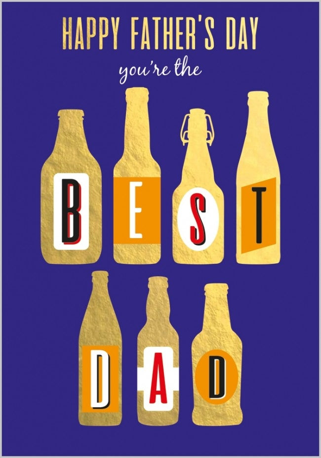 Gold Beer Bottles Fathers Day Card