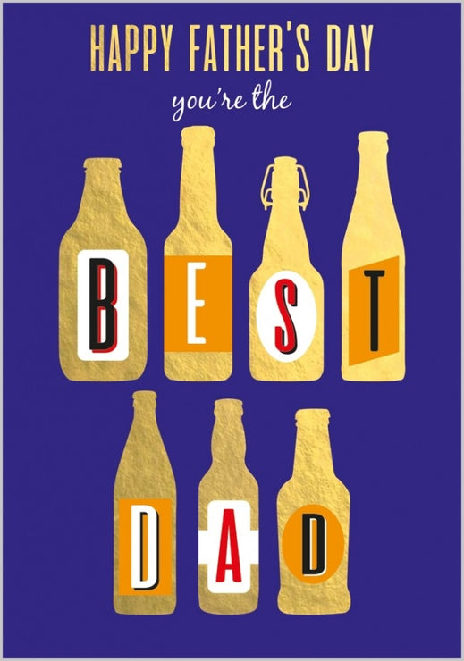 Gold Beer Bottles Fathers Day Card