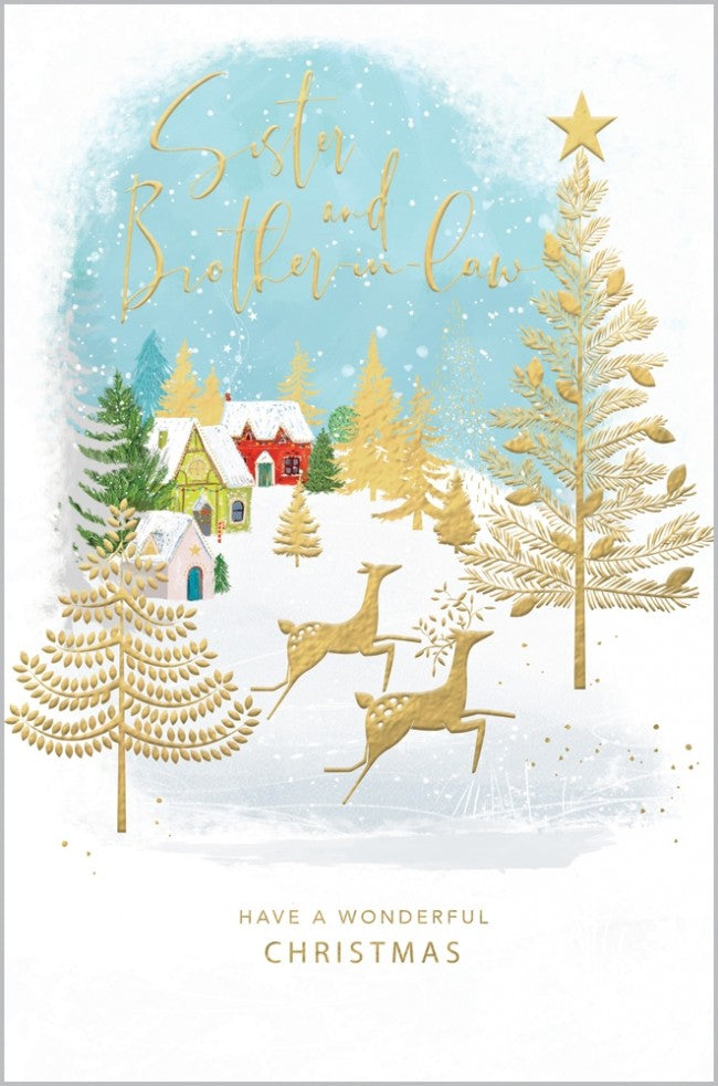 Reindeer Sister and Brother in Law Christmas Card