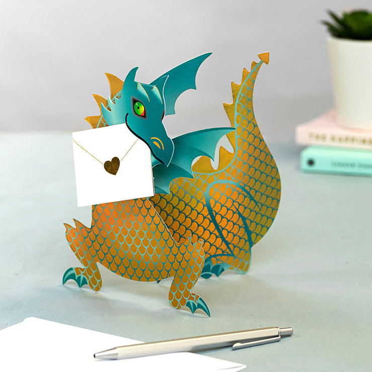 Green Dragon 3D Greeting Card