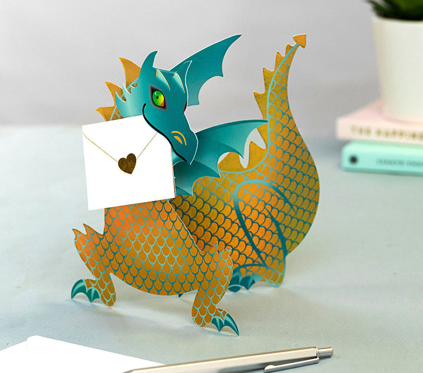 Green Dragon 3D Greeting Card