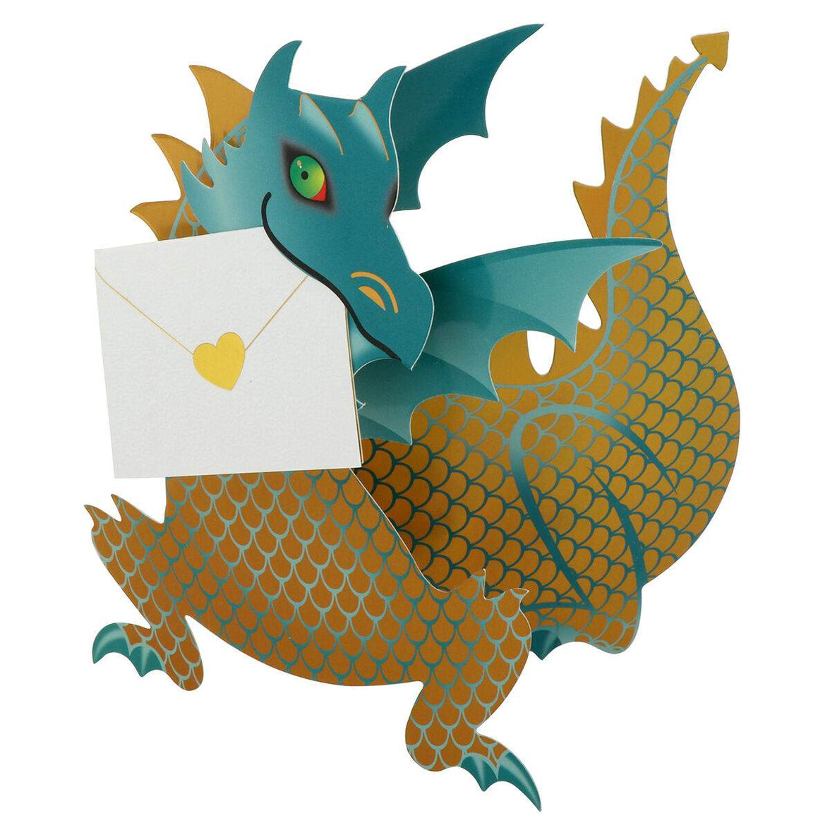 Green Dragon 3D Greeting Card - House of Cards