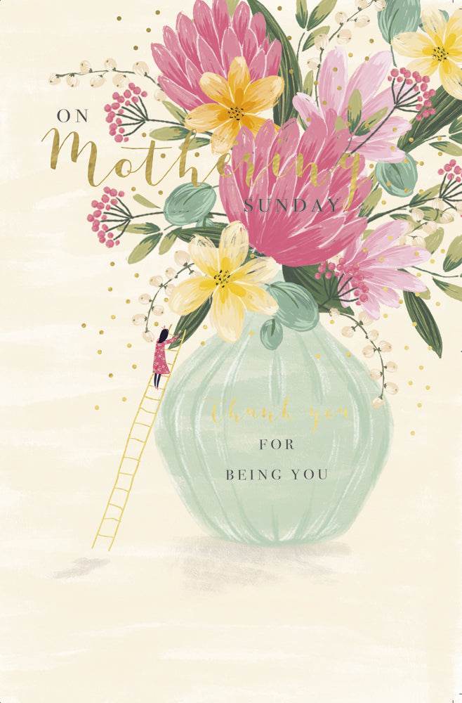 Flower Vase Mothering Sunday Card - House of Cards