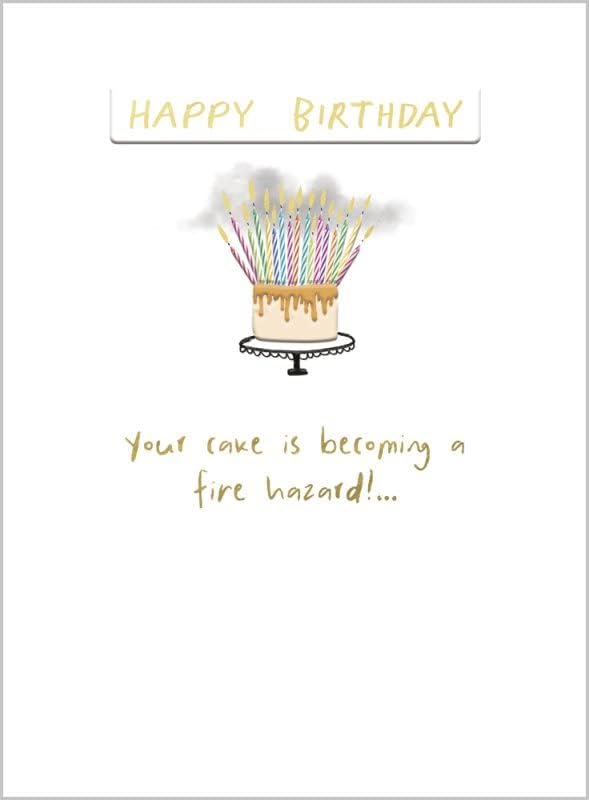 Fire Hazard Cake Happy Birthday Card