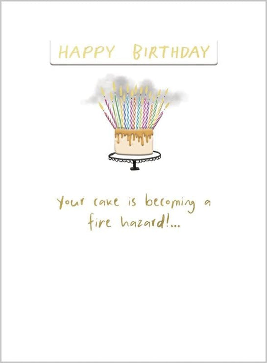 Fire Hazard Cake Happy Birthday Card