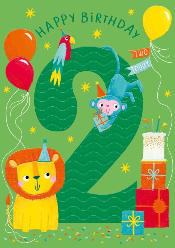 2nd Zoo Animals Birthday Card