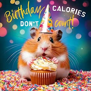 Hamster and Cake Birthday Card
