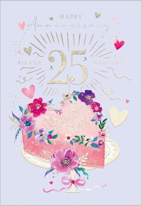 25th Silver Anniversary Card