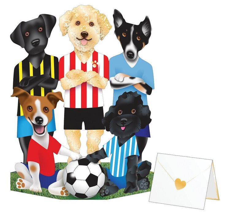 Footy Dogs 3D Greeting Card