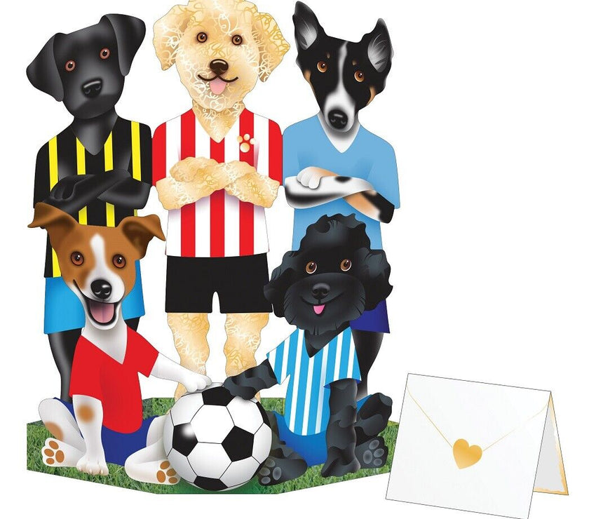 Footy Dogs 3D Greeting Card