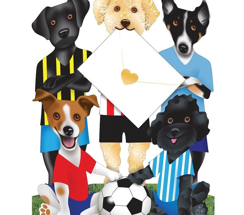 Footy Dogs 3D Greeting Card