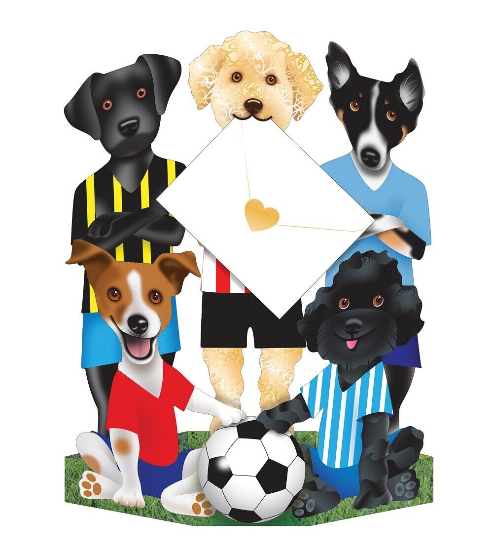 Footy Dogs 3D Greeting Card