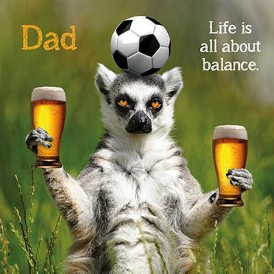 Beer Balancing Lemur Fathers Day Card
