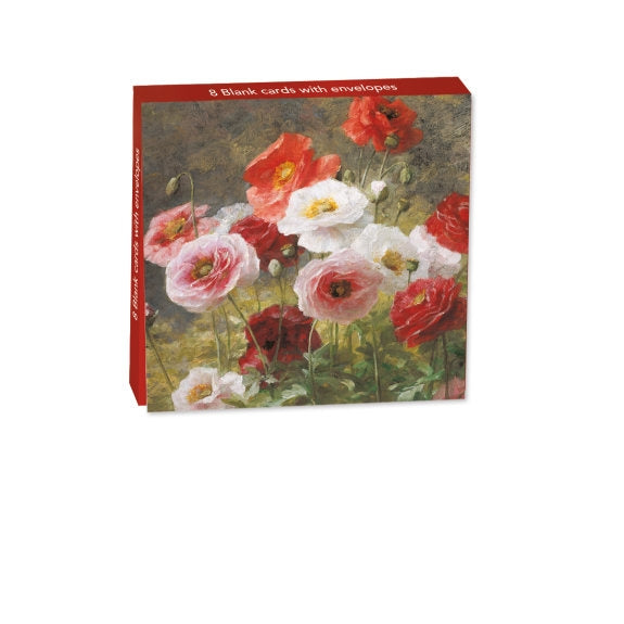 Red and White Poppies Notelets