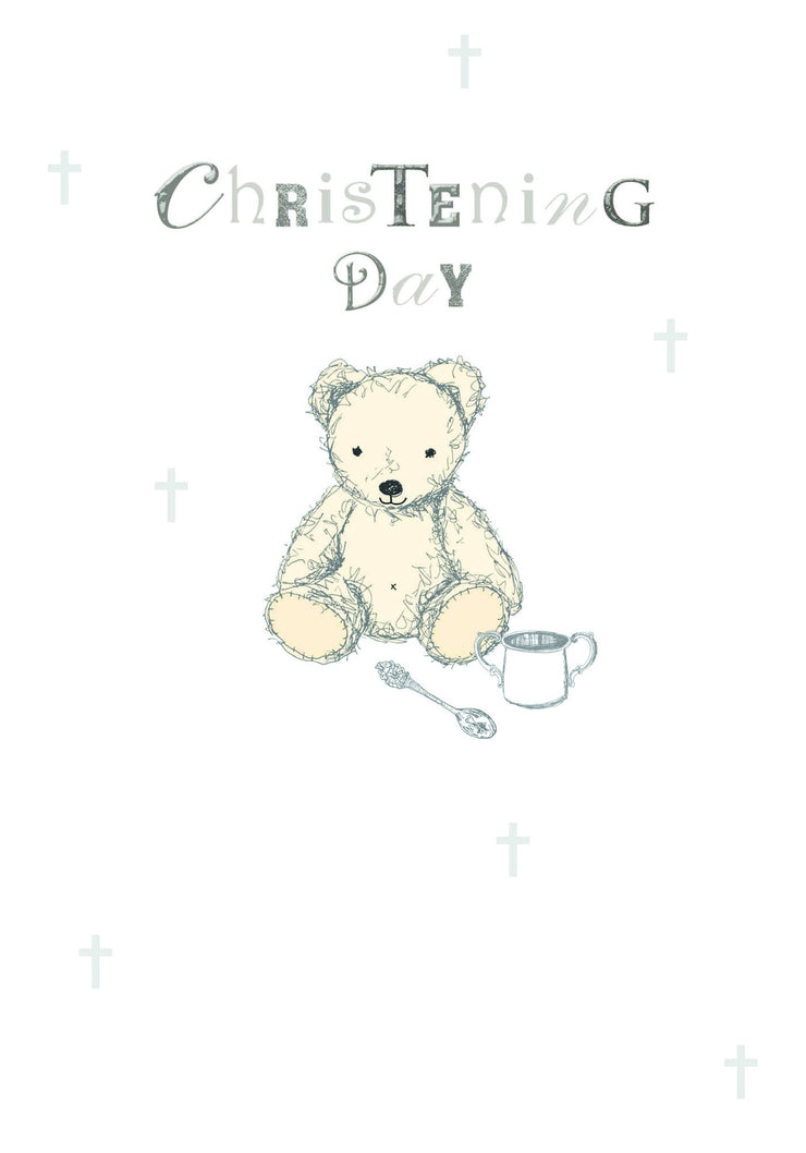 Teddy Bear Christening Day Card