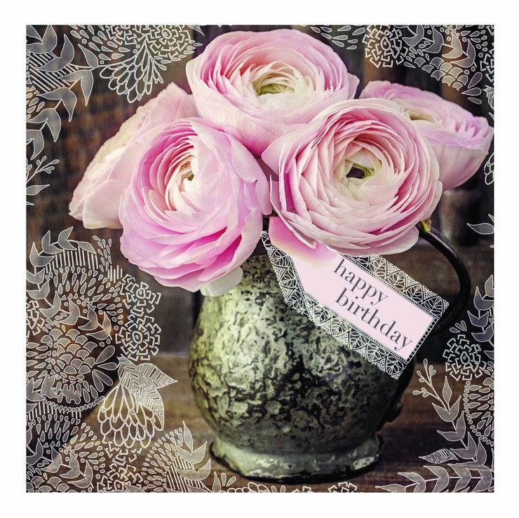 Framed Esprit - Pink Flowers In a Vase