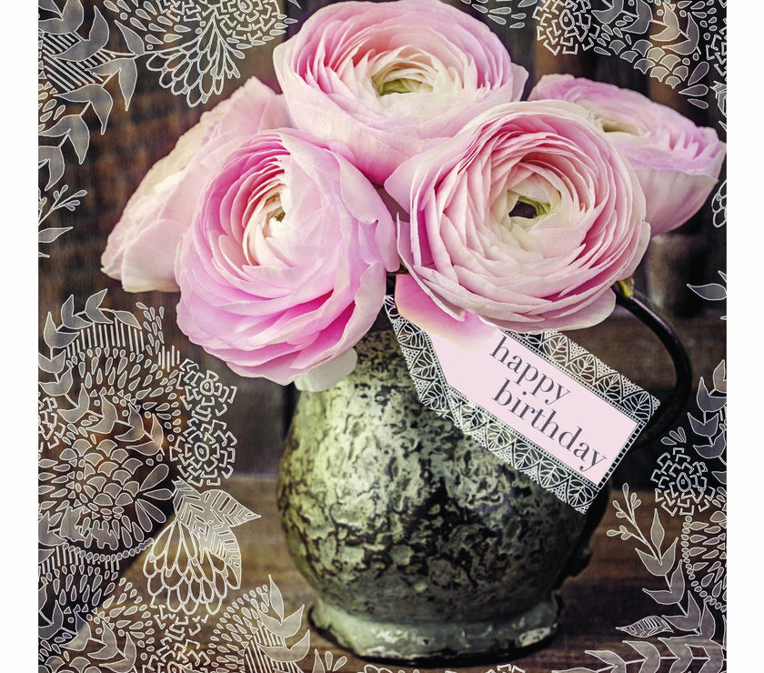 Framed Esprit - Pink Flowers In a Vase