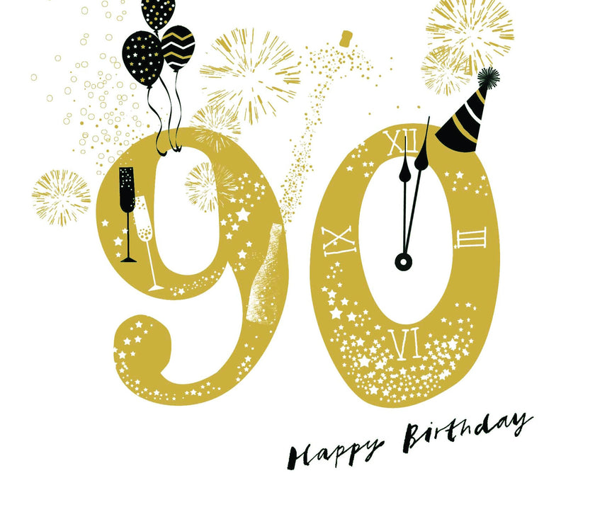 Glittering Gold 90th Happy Birthday Greeting Card