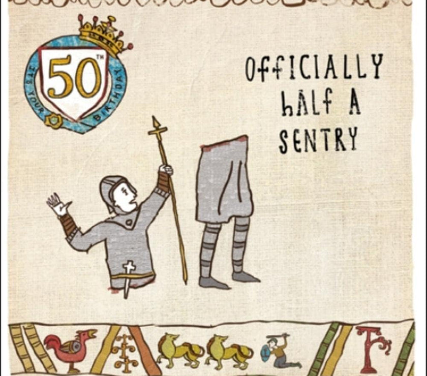 Hysterical Half A Sentry 50th Birthday Card