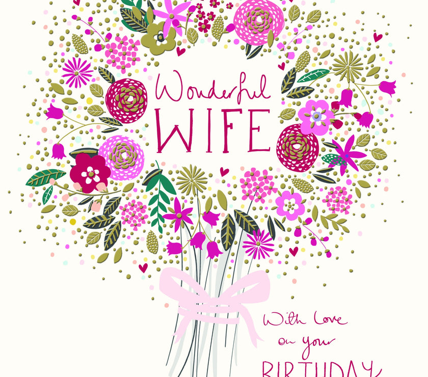 Wonderful Wife Birthday Card - Peach and Prosecco