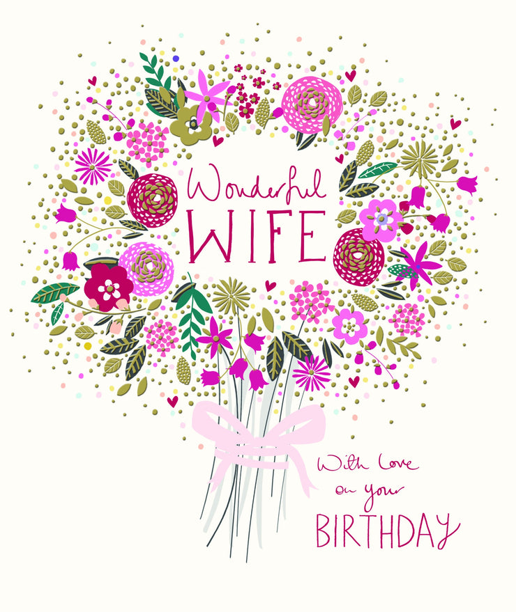 Wonderful Wife Birthday Card - Peach and Prosecco