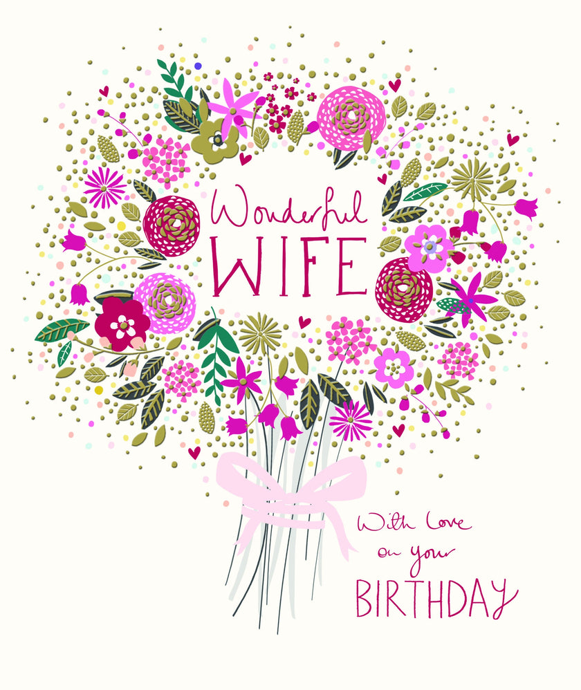 Wonderful Wife Birthday Card - Peach and Prosecco