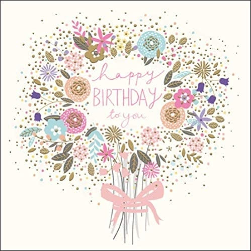 Happy Birthday To You Wreath Greeting Card - Peach and Prosecco Cards