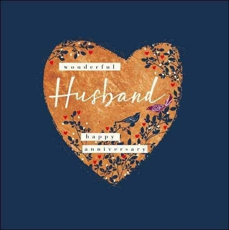 Bronze Heart Husband Anniversary Card