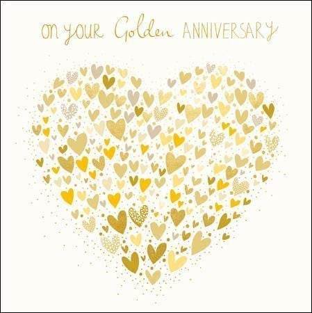 Peach and Prosecco Golden Anniversary Card - House of Cards
