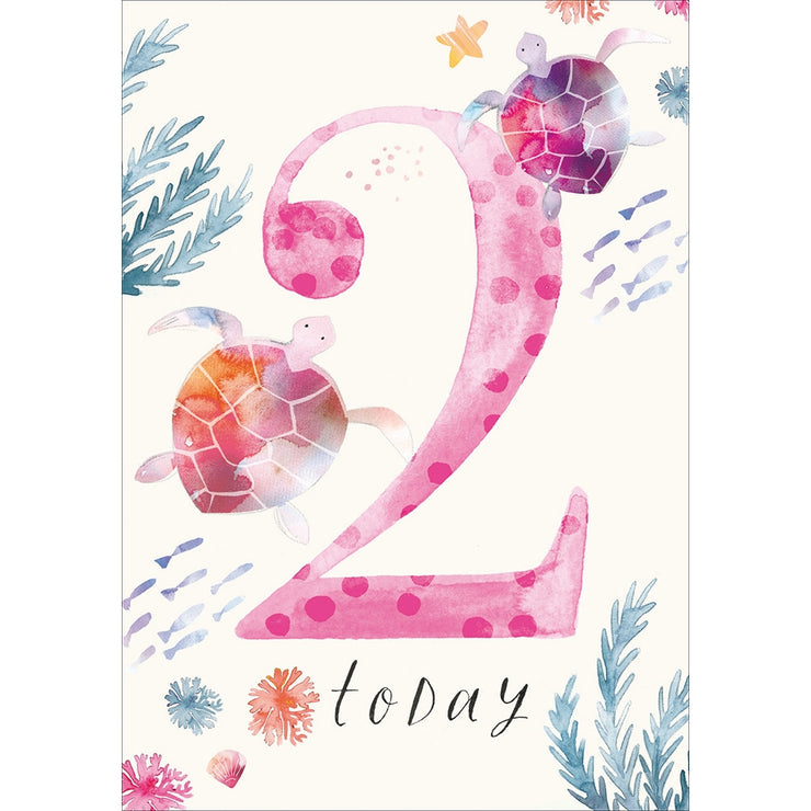 Sea Turtles 2nd Birthday Card
