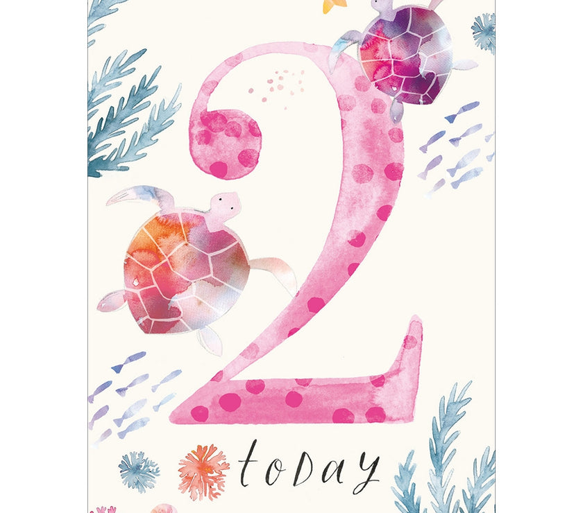 Sea Turtles 2nd Birthday Card