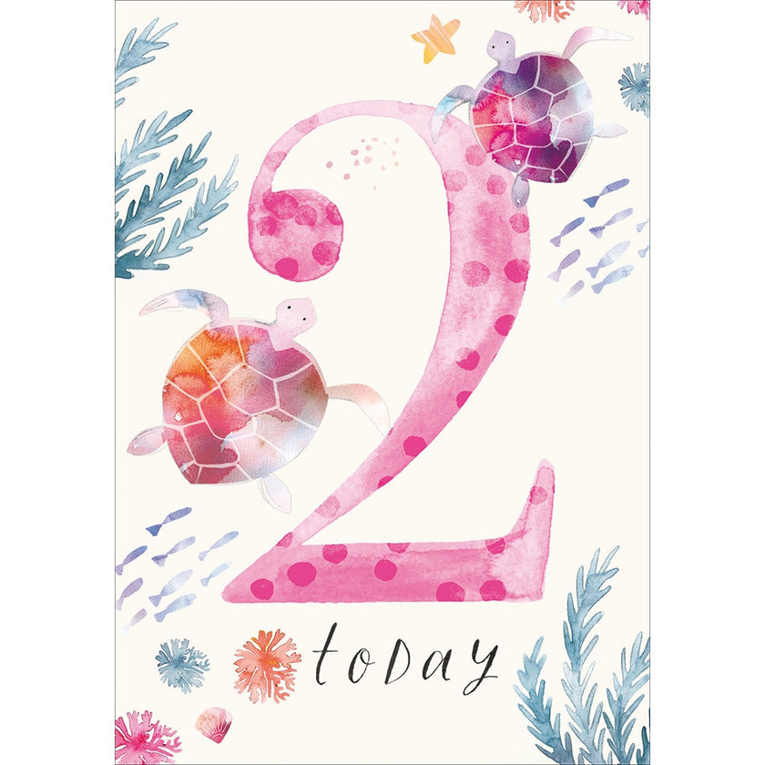 Sea Turtles 2nd Birthday Card