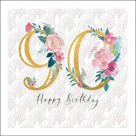 Floral Espoir 90th Birthday Card