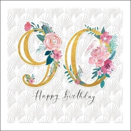 Floral Espoir 90th Birthday Card - House of Cards