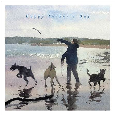 Dog walking on the Beach Fathers Day Card - House of Cards