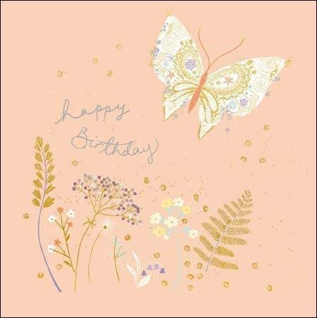 Peach and Prosecco Butterfly Birthday Card - House of Cards
